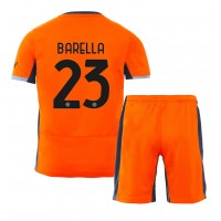 Camisa de Futebol Inter Milan Nicolo Barella #23 Equipamento Alternativo Infantil 2023-24 Manga Curta (+ Calças curtas)